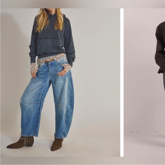 NWOT Free People We The Free Good Luck Mid-Rise Barrel Jeans ultra high beam 26 - Picture 12 of 16